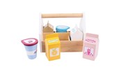 Zabawki drewniane - Bigjigs Wooden Box with Dairy Products 7 pcs. - BJ456