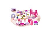 Zabawki drewniane - Bigjigs Wooden Train Set City - Pink - BJT023