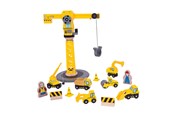 Zabawki drewniane - Bigjigs Wooden Crane & Construction Vehicles - BJT200