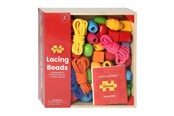 Zabawki dla niemowlat - Bigjigs Wooden Beads in Pot 95pcs. - BJ662