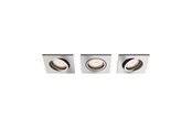 Lampy - Philips DONEGAL recessed downlight, square, 3-pack, brushed steel - 915005424731