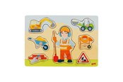 Puzzle - Goki Wooden Stud Puzzle Construction Worker 8 pcs Drewniany - 57406