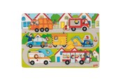 Puzzle - Goki Wooden Background Shape Puzzle in the Streets 7 pcs. Drewniany - 57474