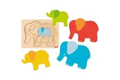 Puzzle - Goki Wooden Layer Puzzle Elephant 5 pcs. Drewniany - 57450