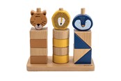 Zabawki dla niemowlat - Trixie Baby Wooden Stacking Blocks Wild Animals 16pcs. - 36-273
