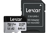 Karta pamieci - Lexar Professional Silver Plus MicroSD/SD - 205MB/s - 64GB - LMSSIPL064G-BNANG