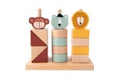 Zabawki dla niemowlat - Trixie Baby Wooden Animals Stacking Blocks 15 pcs. - 36-175