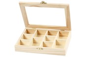 Klocki konstrukcyjne - Creativ Company Wooden Box with Glass Lid and 10 compartments - 56930
