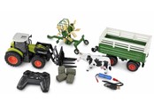 Zdalnie sterowane zabawki - Amewi RC Tractor with XL Accessory Package 1:24 RTR Green - 22641