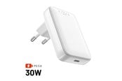 Telefon - Adapter i Ladowarka - FIXED Slim GaN 90° Super Fast 1x USB-C charger 30W - White - FIXCG30S-C-WH