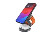 Telefon - Adapter i Ladowarka - FIXED MagPowerstation Round 3in1 foldable wireless charger - Grey - FIXMFLE-RO-GR