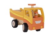 Zabawki drewniane - Goki Wooden Dump Truck Orange with Swivel Wheels - 55940