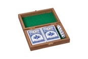 gry-planszowe-karciane-i-kosci - Goki Wooden Playing Card Box with 5 Dice and 2 Sets of cards - 56308
