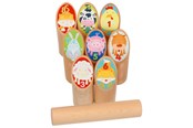 Zabawy w ogrodzie - Wooden Viking Game Animals Kubb in Cotton Bag - 56648