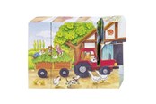 Puzzle - Goki Wooden Block Puzzle Seasons on the Farm 12 pcs. Blok - 57839