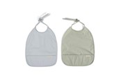 Akcesoria dla niemowlat - Filibabba Bib with ties 2-pack - Pearl Blue + Desert Sage - FI-03339