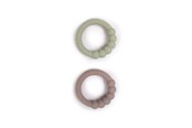 Akcesoria dla niemowląt - Filibabba Silicone teether ring 2-pack - Warm Grey + Oil Gre - FI-02754