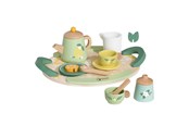 Zabawa w kuchnie i akcesoria - Classic World Wooden Vintage Tea Set with Tray 14 pcs. - 50576