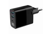 Telefon - Adapter i Ladowarka - Gembird Universal GaN USB charger with LCD QC 3.0 & POD 30W 3-port - Black - TA-UC-PDQC30LCD-BK-02