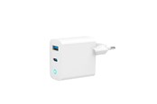 Telefon - Adapter i Ladowarka - Gembird Universal GaN USB charger with LED QC 3.0 & PD 65W 2-port - White - TA-UC-PDQC65L-W-01