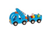 Zabawki drewniane - Goki Wooden Tow Truck with Trailer - 55875
