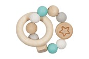 Zabawki dla niemowlat - Goki Wooden Gripping Ring Star Light Blue - 65243