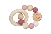 Zabawki dla niemowlat - Goki Wooden Gripping Ring Heart Pink - 65244