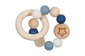 Zabawki dla niemowlat - Goki Wooden Gripping Ring Star Blue - 65245