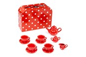 Zabawa w kuchnie  i akcesoria - Bigjigs Porcelain Tea Set in Storage Case 12 pcs. - BJ613