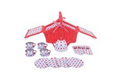 Zabawa w kuchnie  i akcesoria - Bigjigs Tea Set in Red Storage Basket - BJ630