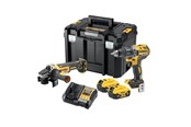 Narzedzia - Dewalt DCK2020P2T-QW 18V XR Carbonless Combi set with drill angle grinder 2x5Ah batteries charger and TSTAK - DCK2020P2T-QW
