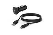 Telefon - Adapter i Ladowarka - Hama Car Charger with USB-C Cable for Nintendo Switch - Black - 00054683