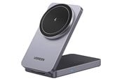 Telefon - Adapter i Ladowarka - UGREEN 2-In-1 Magnetic Wireless Charger Grey - 45056-UG