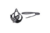 Psy - Dogness walking set leash+harness for dog (black and white) - DOG SET BLACK