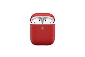 Sluchawki, zestaw sluchawkowy - KeyBudz PodSkinz Artisan Series Leather Case - Handcrafted Leather Case for your Airpods - Red - AP_S3_RED