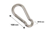 Odziez robocza BHP i akcesoria - Home>it fireman's snap hook Ø10 x 100 mm stainless steel 2 pcs. - 20469