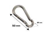 Wsporniki i zawiasy  - Home>it fireman's carabiner Ø5 x 50 mm in stainless steel 2 pcs. - 20463