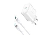 Telefon - Adapter i Ladowarka - Joyroom JR-TCF24 USB-C PD 30W QC SFC network charger - white + 1m USB-C cable - 6956116724801
