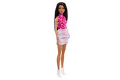 Lalki i akcesoria - Barbie Fashionistas Doll #215 With Black Straight Hair & Iridescent Skirt - HRH13