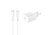 Telefon - Adapter i Ladowarka - GEAR Charger 220V 1xUSB-C PD/PPS 30W + USB-C to USB-C Cable - White - 665138