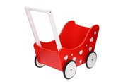 Lalka, mis i akcesoria - Playwood Doll's Pram Red with Hearts - PW 2346