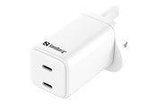Telefon - Adapter i Ładowarka - Sandberg AC Charger Dual USB-C PD65W UK - 441-62