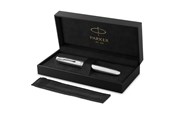 Przybory do pisania i rysowania - Parker Sonnet Ciselé Special Edition Fountain Pen Palladium Finish Cap .Barrel and Trims Medium 18k Solid Gold Nib Black Ink and Convertor - 2209261
