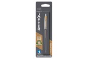 Przybory do pisania i rysowania - Parker Jotter Ballpoint Pen | Grey Lacquer with Gold Trims | Medium Point | Blue Ink Refill - 2213724