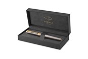 Przybory do pisania i rysowania - Parker Ingenuity Rollerball Pen | Grey Lacquer with Gold Trims | Fine Stainless Steel Point | Black Ink Refill | Gift Box - 2213727