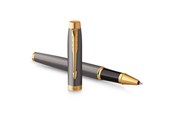 Przybory do pisania i rysowania - Parker IM Rollerball Pen | Grey Lacquer with Gold Trims | Fine Stainless Steel Point | Black Ink Refill | Gift Box - 2213778