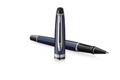 Przybory do pisania i rysowania - Waterman Expert Rollerball Pen | Metal & Blue Lacquer | Chiselled Cap | Black Ink | Gift Box - 2214208