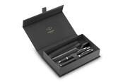 Przybory do pisania i rysowania - Parker IM Duo Pen Gift Set | Fountain Pen Ballpoint Pen & Pen Pouch | Black Lacquer Finish with Chrome Trims | Medium Tip - 2214457