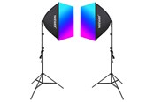 Akcesoria foto i wideo - Neewer Kit NK800 - Two Softboxes RGB Bulbs 24W (2700-6500K) Tripods Barndoors - B0CF55TW5J