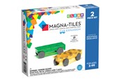 Klocki konstrukcyjne - Magna-Tiles Cars – Green & Yellow 2-Piece Magnetic Building Set - 90216